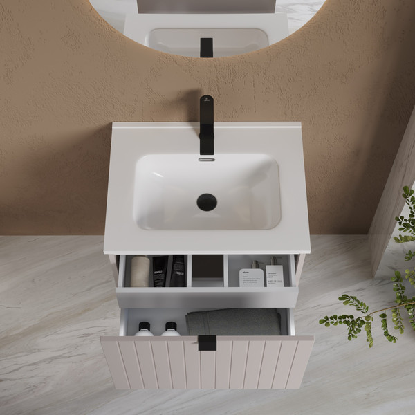 Изображение товара Тумба с умывальником Lauter Melisa 60 + Alton 61 (кашемир п/мат, три ручки в комплекте)