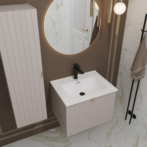 Изображение товара Тумба с умывальником Lauter Melisa 60 + Alton 61 (кашемир п/мат, три ручки в комплекте)