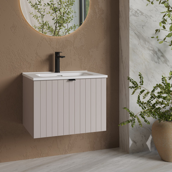 Изображение товара Тумба с умывальником Lauter Melisa 60 + Alton 61 (кашемир п/мат, три ручки в комплекте)