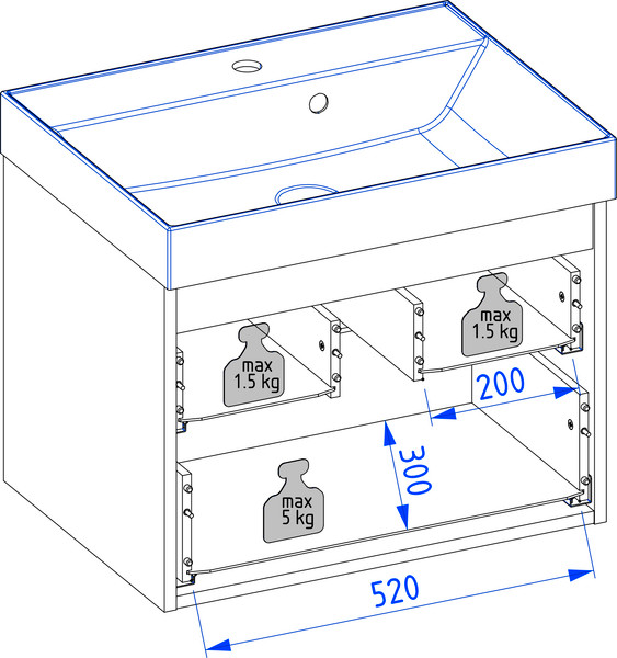 Изображение товара Тумба с умывальником Lauter Melisa 60 + Optima 60.5 (кашемир п/мат)