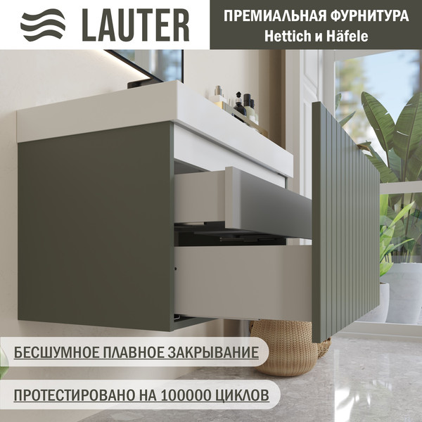 Изображение товара Тумба с умывальником Lauter Melisa 80 (серо-зеленый п/мат/искусственный мрамор, три ручки в комплекте)