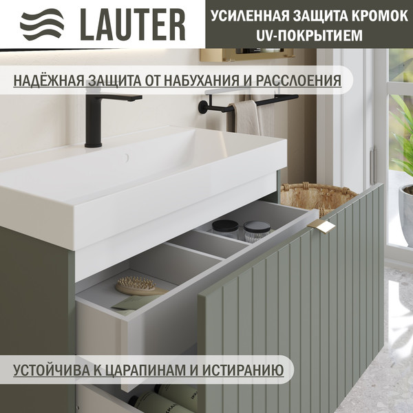 Изображение товара Тумба с умывальником Lauter Melisa 80 (серо-зеленый п/мат/искусственный мрамор, три ручки в комплекте)