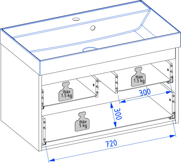 Изображение товара Тумба с умывальником Lauter Melisa 80 (серо-зеленый п/мат/искусственный мрамор, три ручки в комплекте)