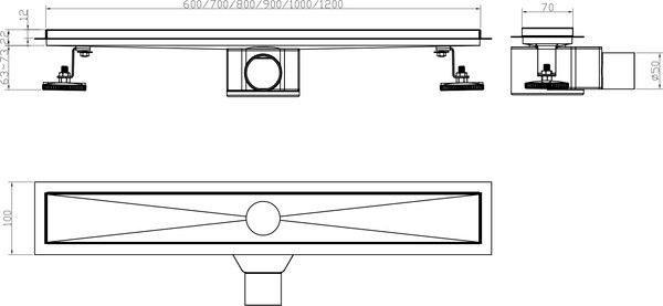 Изображение товара Трап для душа Lauter 2120672-LMB 700x70 (черный матовый)
