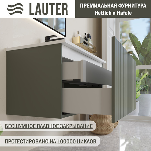 Изображение товара Тумба с умывальником Lauter Melisa 80 + Alton 82 (серо-зеленый п/мат, три ручки в комплекте)