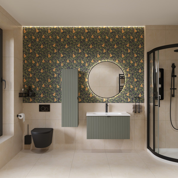 Изображение товара Тумба с умывальником Lauter Melisa 80 + Alton 82 (серо-зеленый п/мат, три ручки в комплекте)