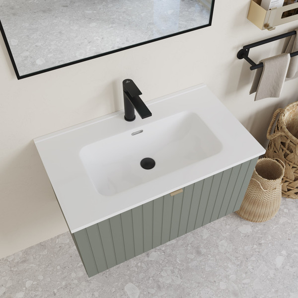 Изображение товара Тумба с умывальником Lauter Melisa 80 + Alton 82 (серо-зеленый п/мат, три ручки в комплекте)