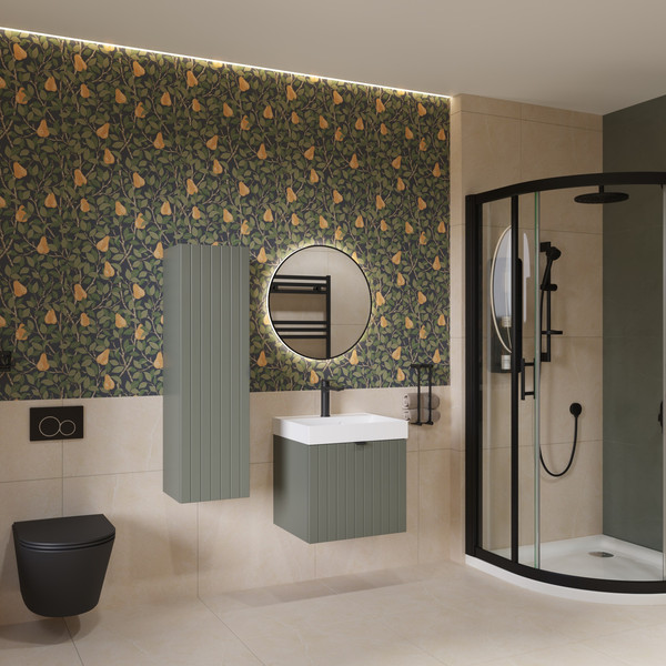 Изображение товара Тумба с умывальником Lauter Melisa 50 (серо-зеленый п/мат/искусственный мрамор)