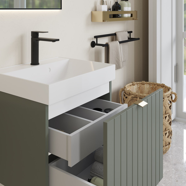 Изображение товара Тумба с умывальником Lauter Melisa 50 (серо-зеленый п/мат/искусственный мрамор)