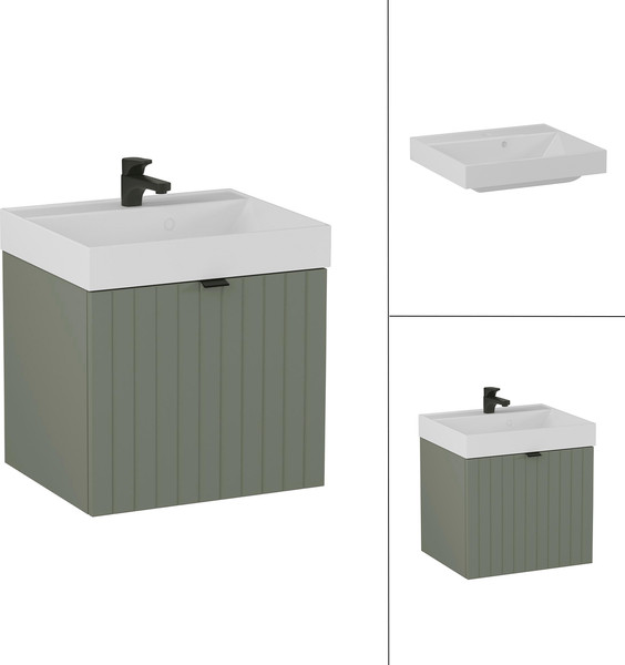 Изображение товара Тумба с умывальником Lauter Melisa 50 (серо-зеленый п/мат/искусственный мрамор)