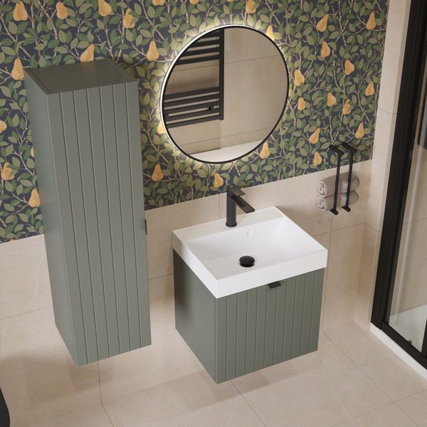 Изображение товара Тумба с умывальником Lauter Melisa 50 (серо-зеленый п/мат/искусственный мрамор)