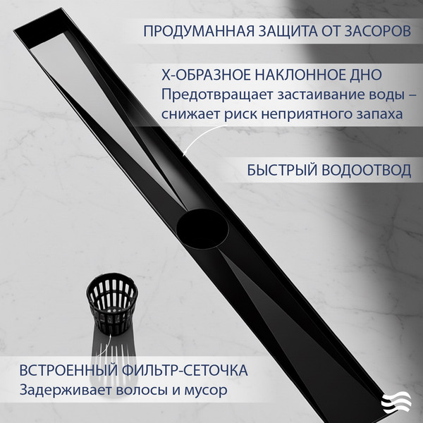 Изображение товара Трап для душа Lauter 2120862-i IMB 600x100 (черный матовый)