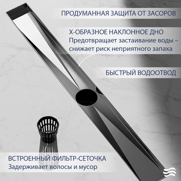 Изображение товара Трап для душа Lauter 2120861-С1H 600x100 (хром)