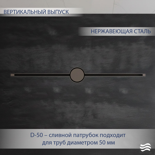 Изображение товара Трап для душа Lauter 210105GM 1500x15 (оружейная сталь)