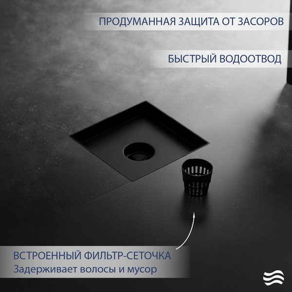 Изображение товара Трап для душа Lauter 214001-K2MB 150x150 (черный матовый)