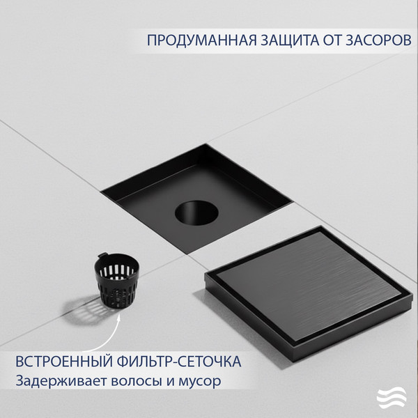 Изображение товара Трап для душа Lauter 214001-G2MB 150x150 (черный матовый)