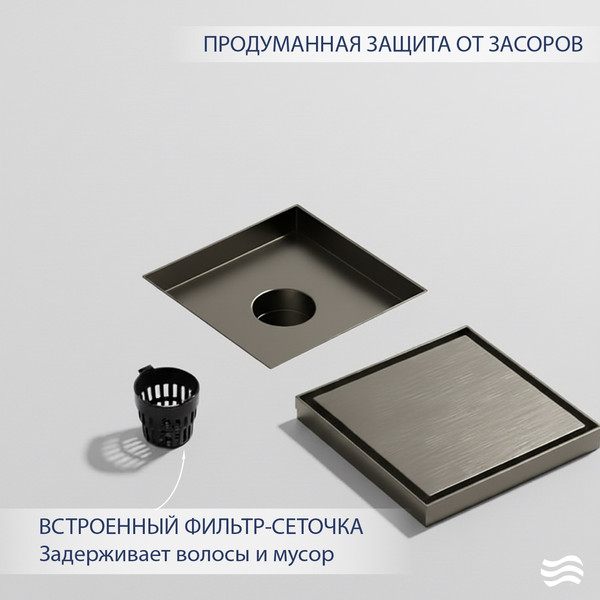 Изображение товара Трап для душа Lauter 214001-G5GM 150x150 (оружейная сталь)