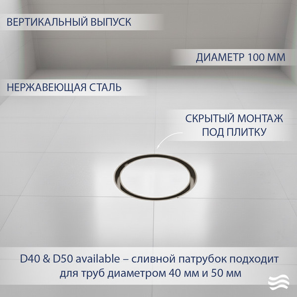 Изображение товара Трап для душа Lauter 21U035GM (оружейная сталь)