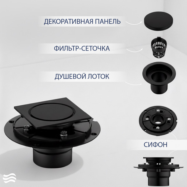 Изображение товара Трап для душа Lauter 21U40042MB (черный матовый)