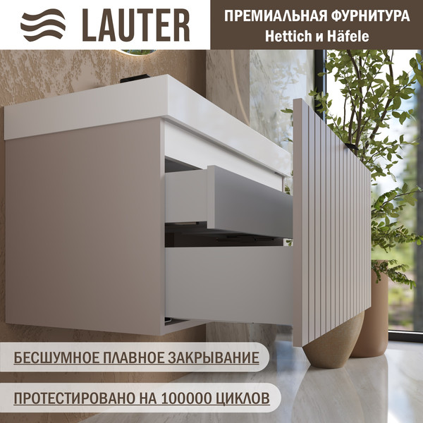 Изображение товара Тумба с умывальником Lauter Melisa 80 (кашемир п/мат/искусственный мрамор, три ручки в комплекте)