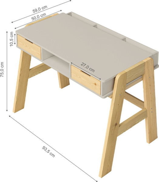 Изображение товара Письменный стол Dipriz c 2-мя ящиками / Д.40027.2 (сосна/персидский жемчуг/лак)