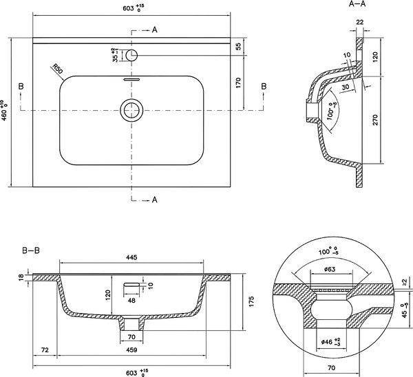Изображение товара Тумба с умывальником Lauter Mia 60 + Alton 61 (графит)