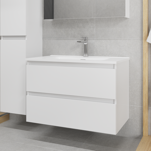 Изображение товара Тумба с умывальником Lauter Mia 80 + Alton 82 (белый глянец)