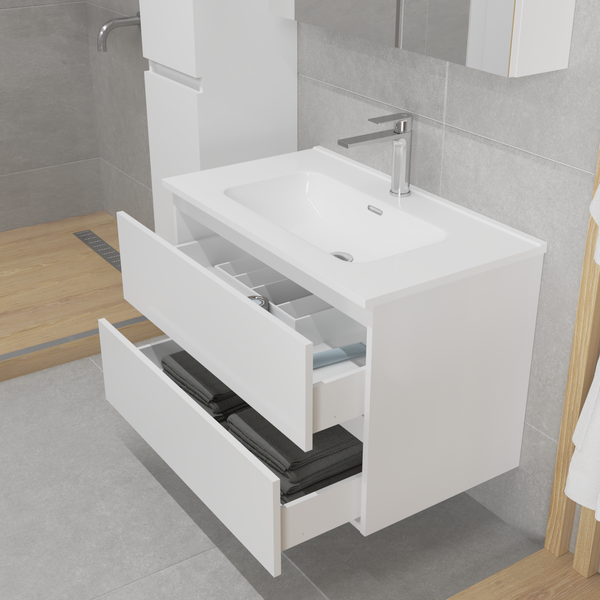 Изображение товара Тумба с умывальником Lauter Mia 80 + Alton 82 (белый глянец)