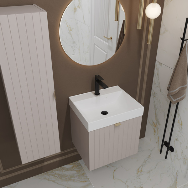 Изображение товара Тумба с умывальником Lauter Melisa 50 (кашемир п/мат/искусственный мрамор)