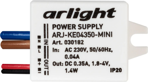Изображение товара Блок питания для светильника Arlight ARJ-KE04350-MINI 1.4W 350mA / 030182