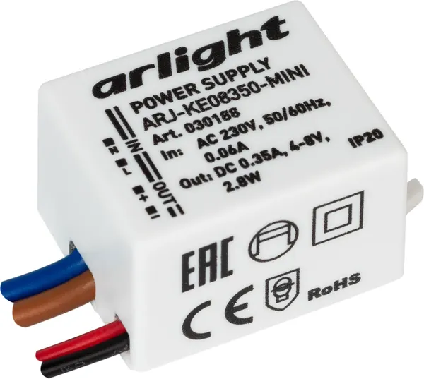 Изображение товара Блок питания для светильника Arlight ARJ-KE08350-MINI 2.8W 350mA / 030188