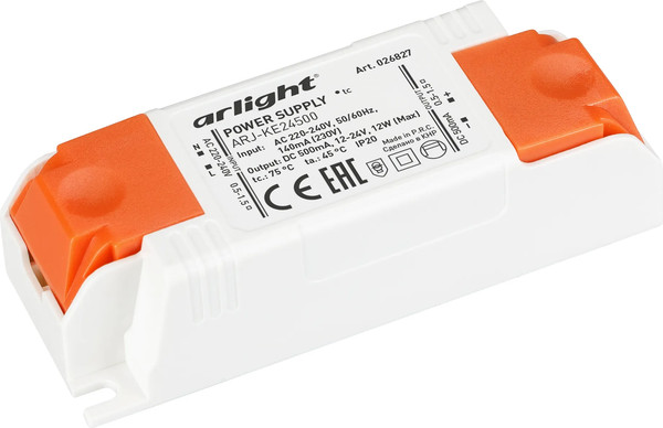 Изображение товара Блок питания для светильника Arlight ARJ-KE24500 12W 500mA / 026827