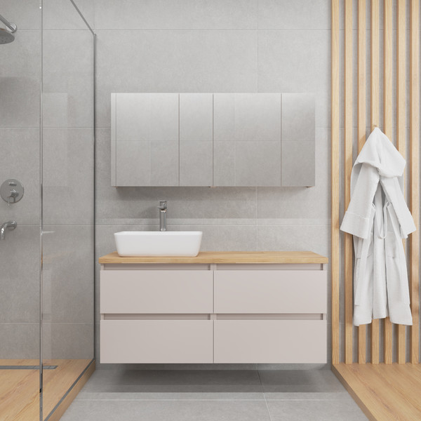 Изображение товара Комод для ванной Lauter Mia 60 со столешницей Melisa (кашемир/цельный дуб)