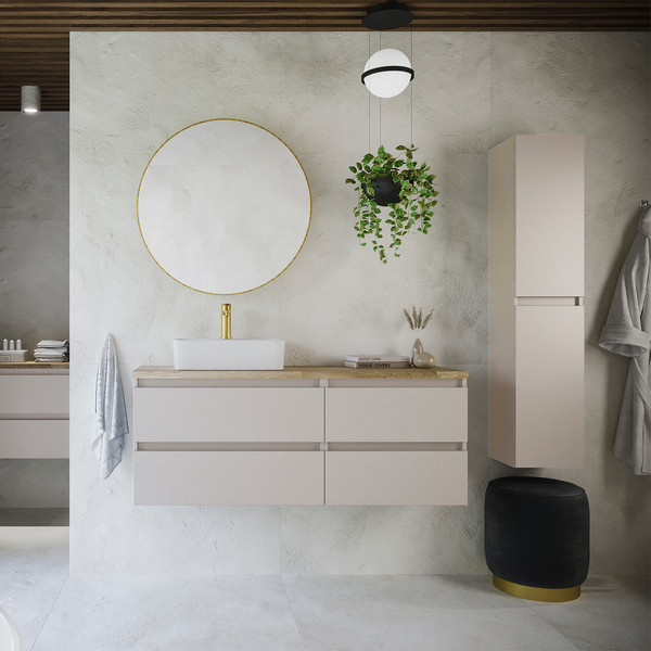 Изображение товара Комод для ванной Lauter Mia 60 со столешницей Melisa (кашемир/цельный дуб)