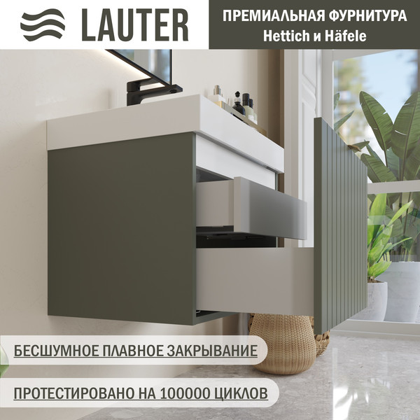 Изображение товара Тумба с умывальником Lauter Melisa 60 (серо-зеленый п/мат/искусственный мрамор)