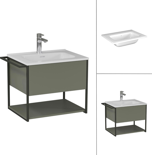 Изображение товара Тумба с умывальником Lauter Lea 60 + Alton 61 (серо-зеленый п/мат)