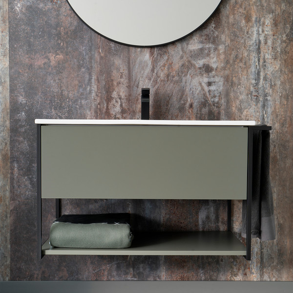 Изображение товара Тумба с умывальником Lauter Lea 60 + Alton 61 (серо-зеленый п/мат)