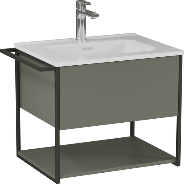 Изображение товара Тумба с умывальником Lauter Lea 60 + Alton 61 (серо-зеленый п/мат)