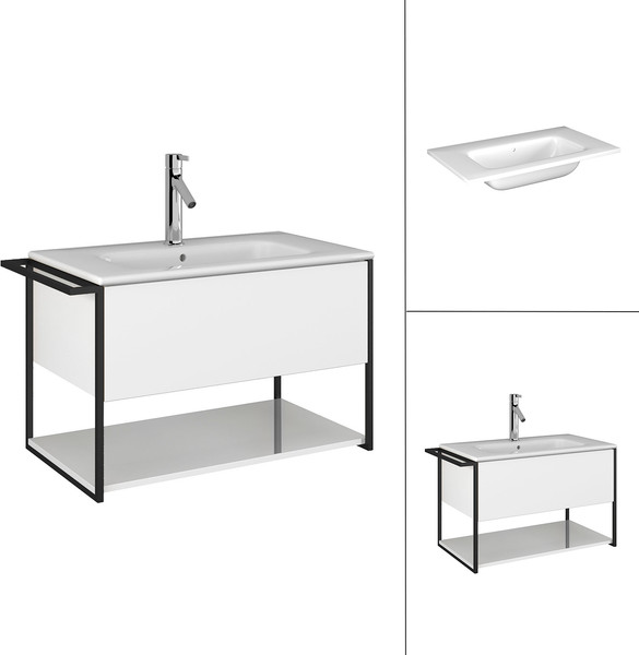 Изображение товара Тумба с умывальником Lauter Lea 80 + Alton 82 (белый глянец)