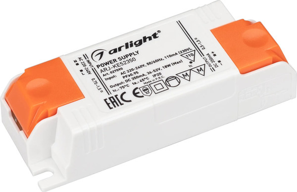 Изображение товара Блок питания для светильника Arlight ARJ-KE52350 18W 350mA PFC / 027590
