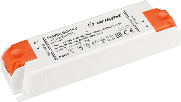 Изображение товара Блок питания для светильника Arlight ARJ-KE80300 24W 300mA PFC / 024942