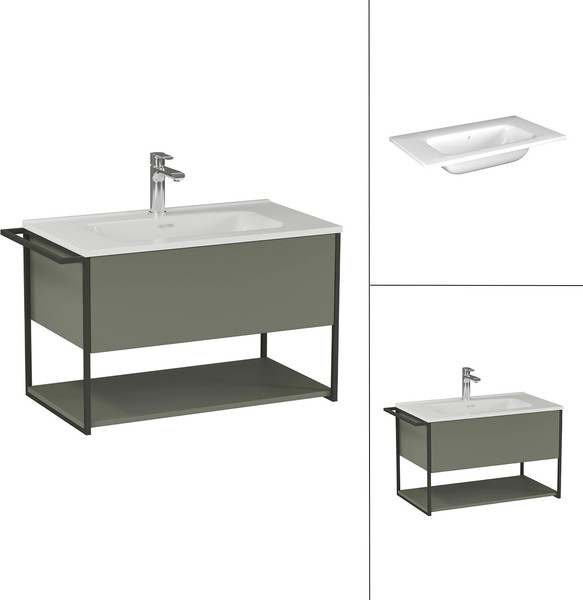 Изображение товара Тумба с умывальником Lauter Lea 80 + Alton 82 (серо-зеленый п/мат)