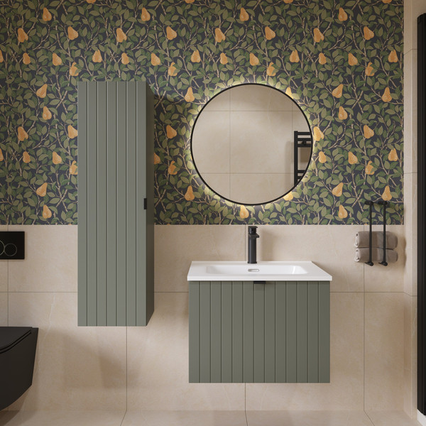 Изображение товара Тумба с умывальником Lauter Melisa 60 + Alton 61 (серо-зеленый п/мат, три ручки в комплекте)