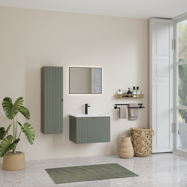 Изображение товара Тумба с умывальником Lauter Melisa 60 + Alton 61 (серо-зеленый п/мат, три ручки в комплекте)