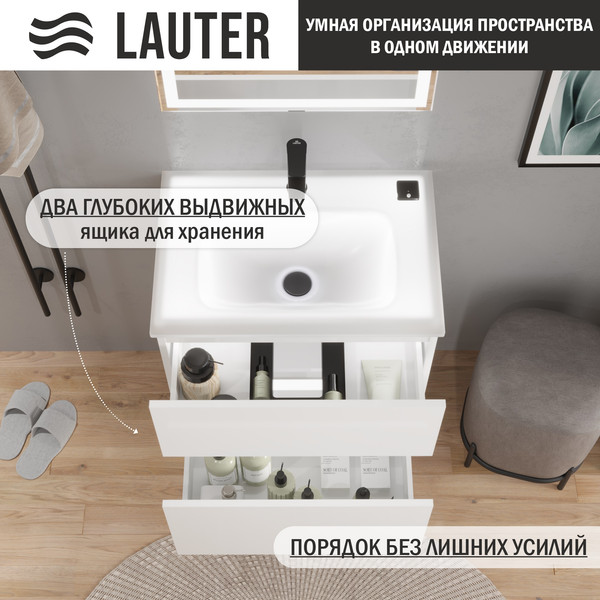 Изображение товара Тумба с умывальником Lauter Emma 60 (белый глянец)