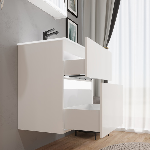 Изображение товара Тумба с умывальником Lauter Emma 60 (белый глянец)