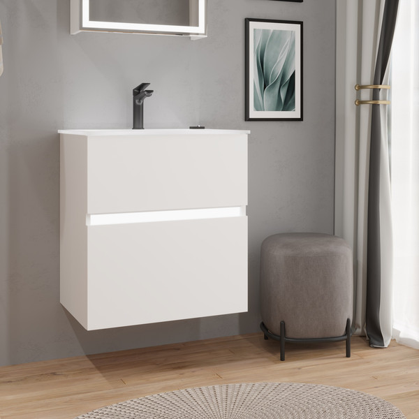 Изображение товара Тумба с умывальником Lauter Emma 60 (белый глянец)