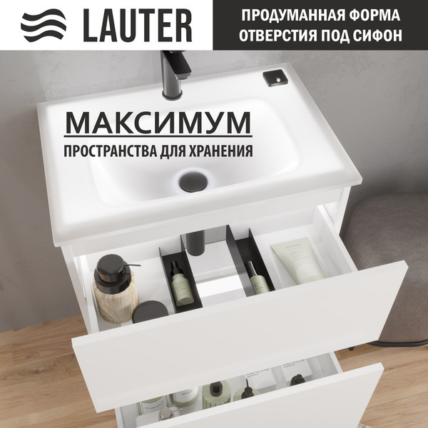 Изображение товара Тумба с умывальником Lauter Emma 60 (белый глянец)