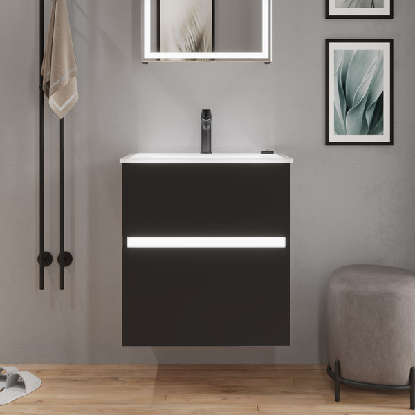 Изображение товара Тумба с умывальником Lauter Emma 60 (черный матовый)