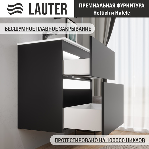 Изображение товара Тумба с умывальником Lauter Emma 60 (черный матовый)